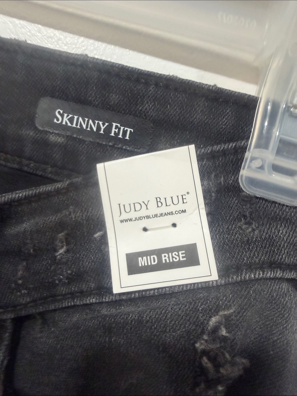 NWT Judy Blue Black Skinny Jeans with Red Plaid Underlay Accents - Picture 2 of 6
